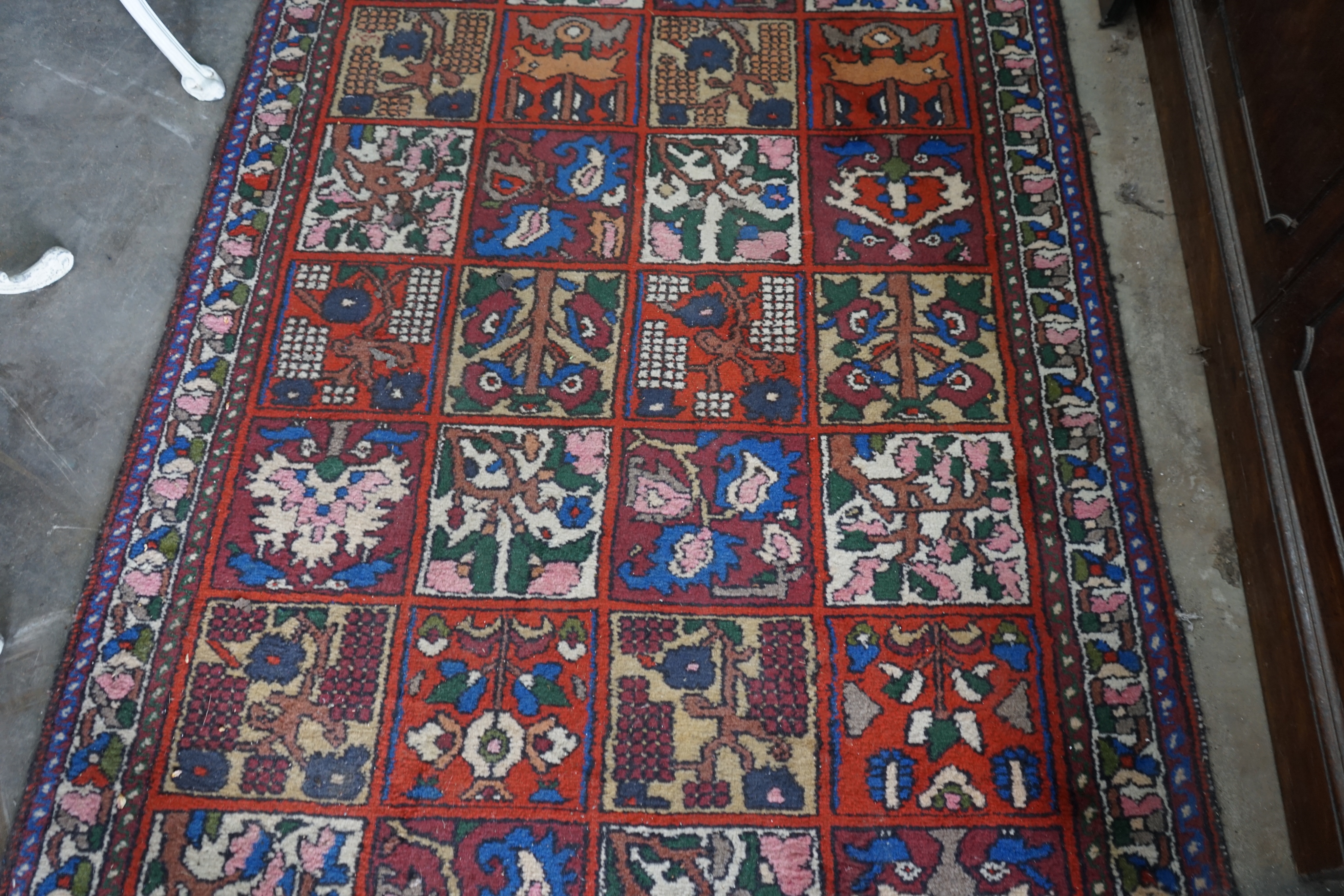 A Bakhtiari style garden design rug, 270 x 128cm